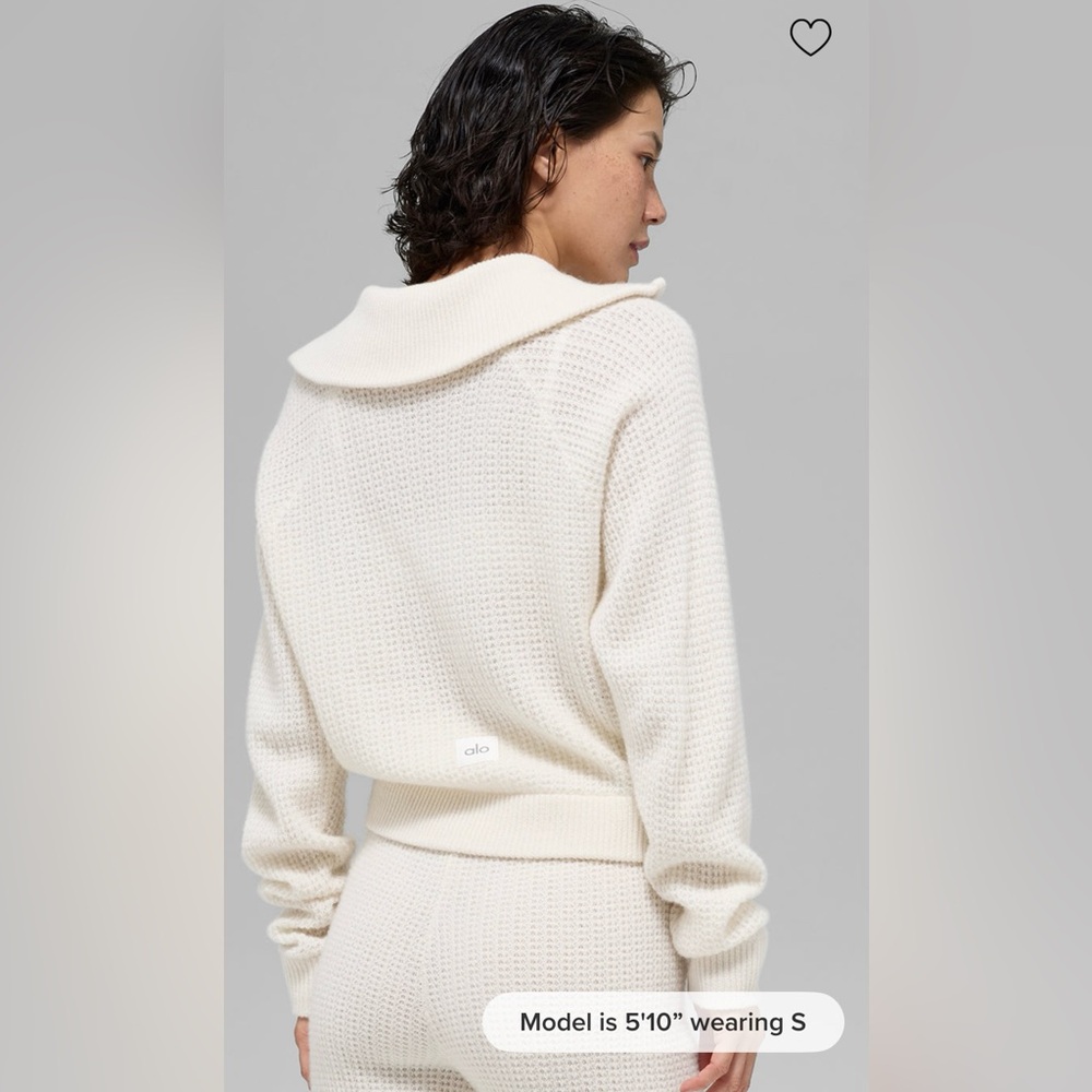 Alo Yoga Cashmere Plush Waffle 1/4 Zip Pullover - Picture 3 of 10